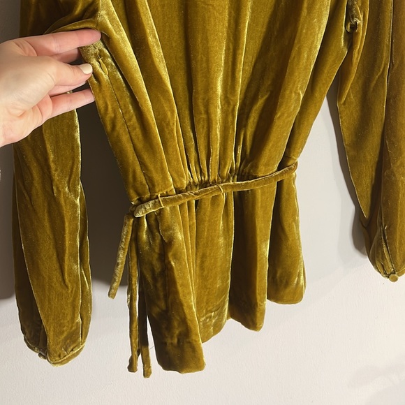 JCrew Mustard Gold Velvet Blouse - Picture 2 of 3